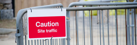 Construction site health and safety sign at entrance