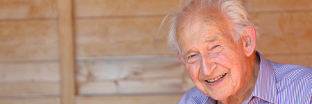 Elderly man smiling showing happiness and joyの写真素材