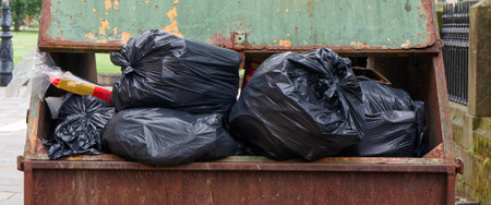 Rubbish and garbage in skip for disposal at dump site