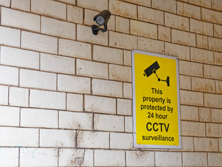 CCTV in operation 24 hours premises protected signの写真素材