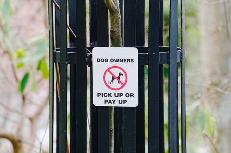 No fouling sign for dog owners in public parkの写真素材