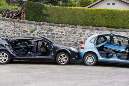 Car crash vehiclesの写真素材