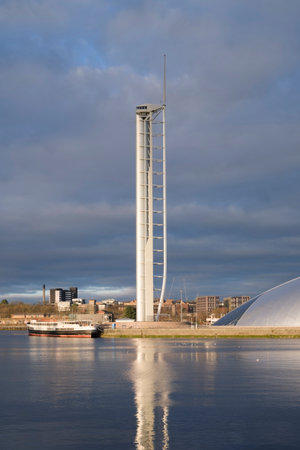 Glasgow, UK, December 27th 2025, Glasgow tower and science centre during late winter eveningのeditorial素材