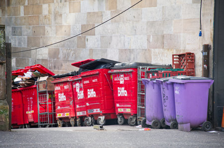 Glasgow, UK, April 13th 2025, Rubbish and waste increasing, uncollected due to workers strikeのeditorial素材