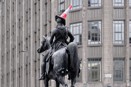 Glasgow, UK, January 17th 2025, The equestrian statue of Arthur Wellesley, 1st Duke of Wellingtonのeditorial素材