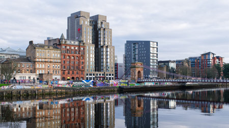 Glasgow, Scotland, UK, January 18th 2026, Clydeside view from Bridge Street in Glasgow cityのeditorial素材