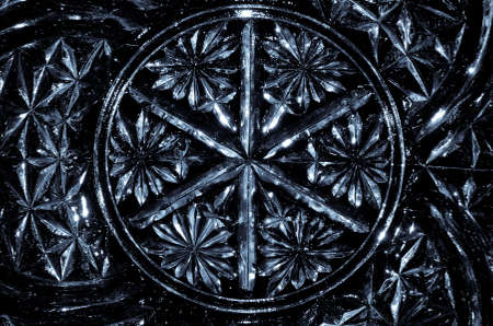 Abstract Background: Blue Gothic Pattern in Cut Glassの写真素材