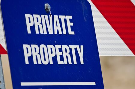 Blue and White Private Property Signの写真素材