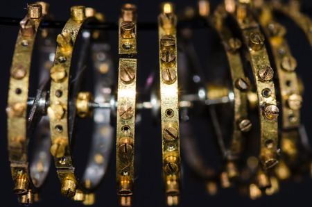 Watch Parts: Close Look at Row of Vintage Metallic Balance Wheelsの写真素材