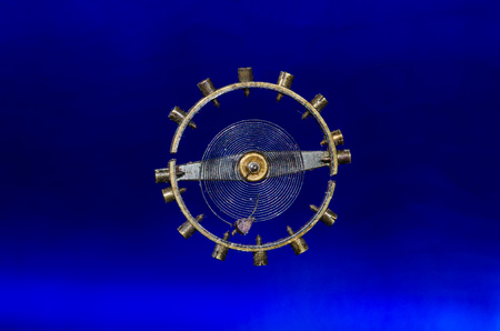 Watch Repair: Vintage Pocket Watch Hairspring Suspended in Midairの写真素材