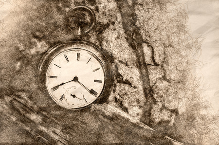 Sketch of Relentless and Unstoppable Passage of Timeの写真素材