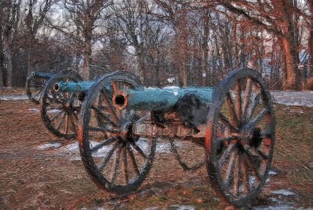 Impressionistic Style Artwork of an American Civil War Cannonの写真素材