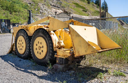 A small construction vehicle used in a coal mine in Bellevue Alberta Canada.