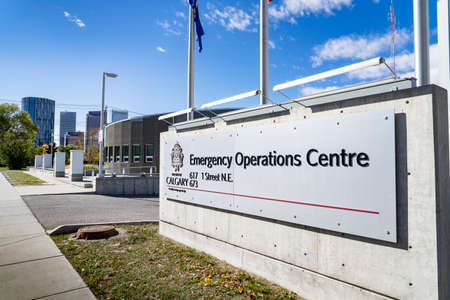 Calgary Alberta Canada, October 10 2022: The Emergency Operations Center near Riley Park and downtown.のeditorial素材