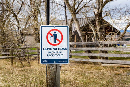 Cochrane Alberta Canada, May 22 2022: A Do Not Litter sign at the entrance to Glenbow Ranch...