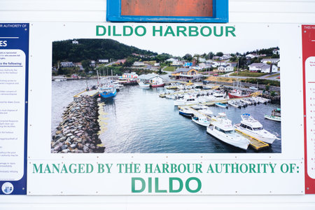 Dildo Newfoundland Canada, September 22 2022: A harbour sign at a popular tourist destination at an...