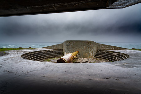 Cape Spear Newfoundland Canada, September 21 2022: A historic large cannon once used to defend the East Coast of Canada now a popular tourist attraction.のeditorial素材