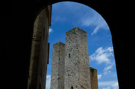 Towers in San Gimignano, Italy.の写真素材