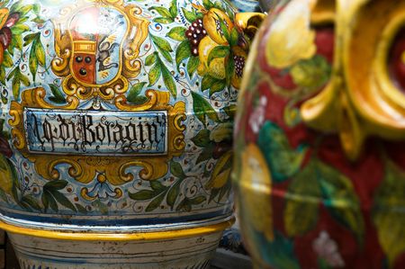 Italian ceramics for sale in Italian town.の写真素材