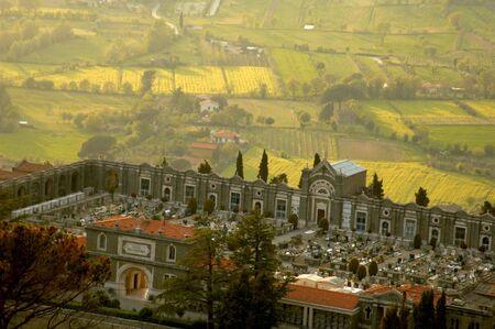 Cemetery in Cortona, Italyの写真素材