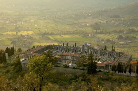 Cemetery in Cortona, Italyの写真素材