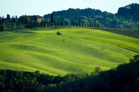 Rural countryside landscape in Tuscany region of Italy.の写真素材