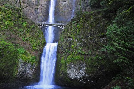 Multnomah Falls in the Columbia Gorge of Oregonの写真素材