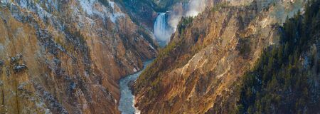 Yellowstone Falls in Yellowstone National Park, Wyomingの写真素材