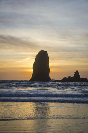 Sea stack on Oregon Coast near Cannon Beachの写真素材