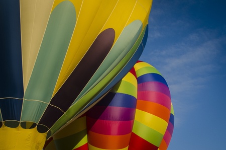 Closeup of colorful fabric of hot air balloonsの写真素材