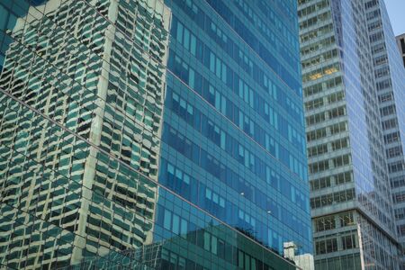 Modern glass and steel skyscrapers in New York City