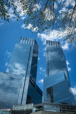 Modern glass and steel skyscrapers in New York Cityのeditorial素材