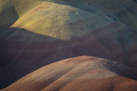 Abstract desert shapes and colors in Painted Hills, Oregonの写真素材