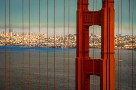 Golden gate Bridge seen from Marin headlands, with San Francisco in the backgroundの写真素材