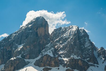 Peaks of the dolomite mountains in northern Italyの写真素材