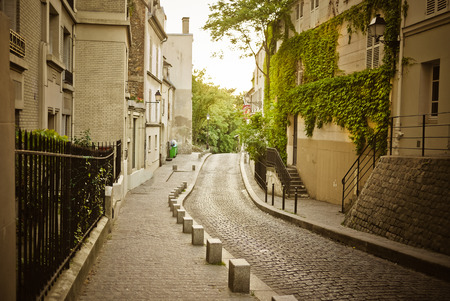 At the road in the Montmartre neighborhood of Paris, Franceの写真素材
