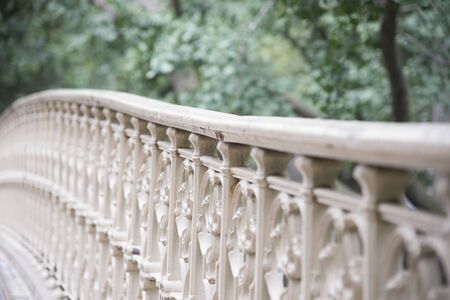Marble railing of Bow Bridge in Central Park, New York Cityの写真素材