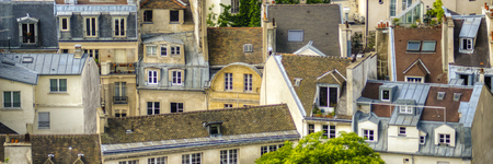 Paris rooftops seen from tower of Notre Dameの写真素材