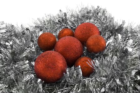 Red Christmas ballsの写真素材