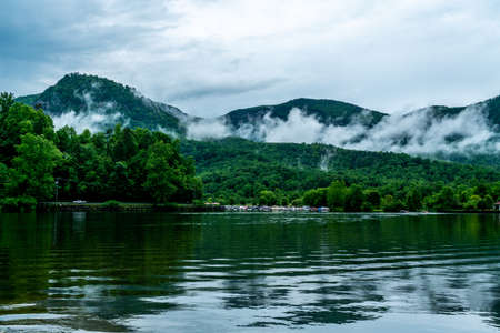 Lake Lure in North Carolina is an amazing place to spend some quality family time.の写真素材