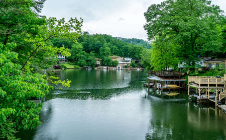 Lake Lure in North Carolina is an amazing place to spend some quality family time.の写真素材
