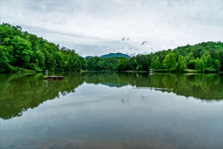 Lake Lure in North Carolina is an amazing place to spend some quality family time.の写真素材