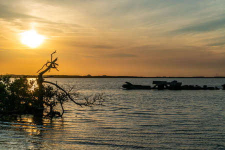A beautiful sunset over Tampa Bay in west central Florida.の写真素材