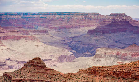 Some different views of the south rim of the Grand Canyon in Arizona. Wildfires in the area caused the haze in the air.の写真素材