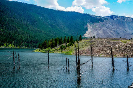 In 1959 an earthquake changed the landscape of this area and created Earthquake Lake.の写真素材