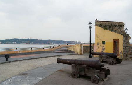 Some of the beautiful coastline of Gijon Spain on the Bay of Biscay in the province of Asturias.の写真素材