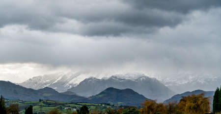The first snow in the mountains around Oviedo Spain it is truly a beautiful landscape.