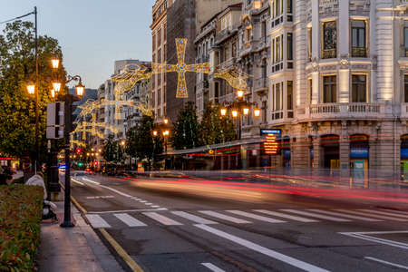 The city of Oviedo Spain in the middle of the holiday season.の写真素材