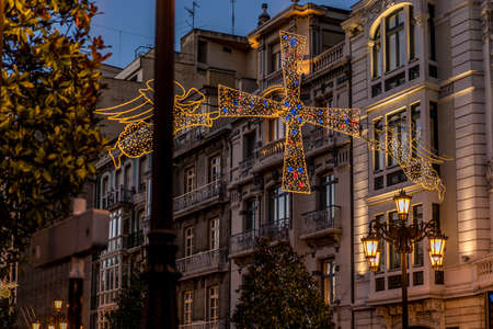 The city of Oviedo Spain in the middle of the holiday season.の写真素材