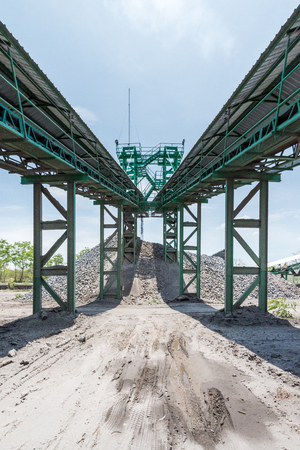 Limestone quarry with modern crushing and screening equipment.の写真素材